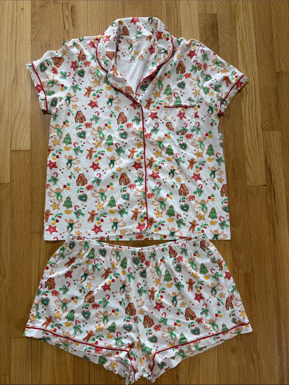 Roller Rabbit Pima Cotton Gingerbread Party Short Pajama Set Sz XL